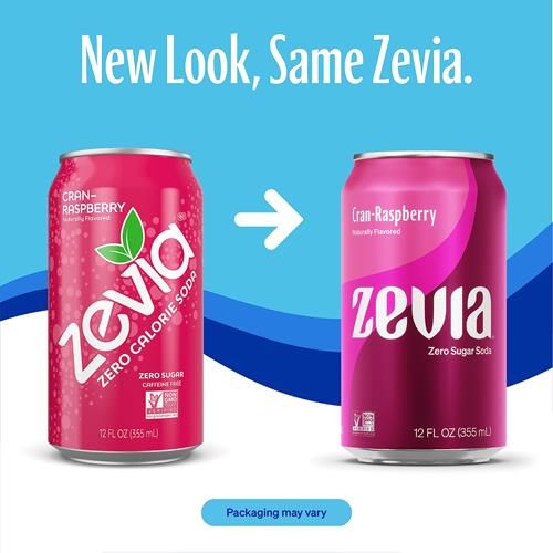Zevia Zero Sugar Soda, Black Cherry, 12 Ounce Sleek Can