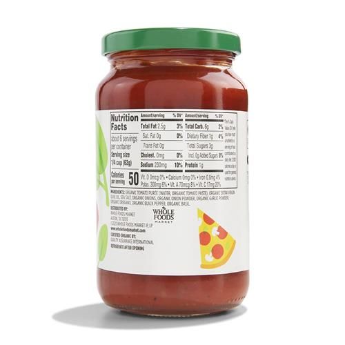 Whole Foods Market, Organic Pizza Sauce, 14 Ounce
