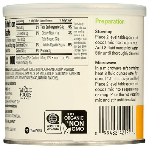 Whole Foods Market, Organic Hot Cocoa, Rich Chocolate Flavor Mix, 12 Ounce