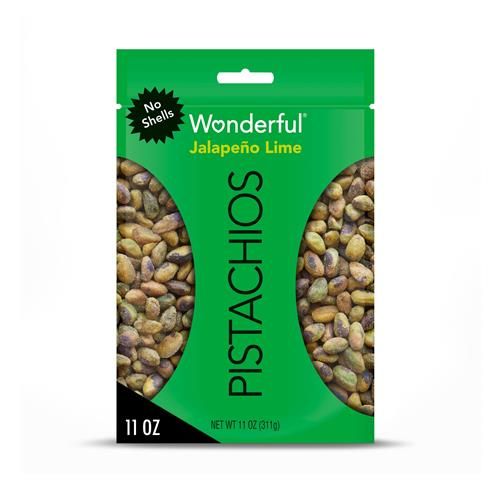 Wonderful Pistachios No Shells, Jalapeño Lime Flavored Nuts, 11 Ounce Resealable Bag, Spicy Nuts, Protein Snacks, Gluten Free Pantry Staples, Healthy Snacks