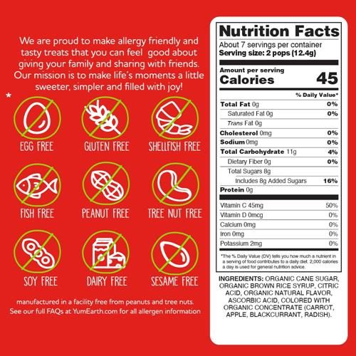 Yumearth Organic Pops Variety Pack, 14 Fruit Flavored Favorites Lollipops, Allergy Friendly, Gluten Free, Non-Gmo, Vegan, No Artificial Flavors Or Dyes