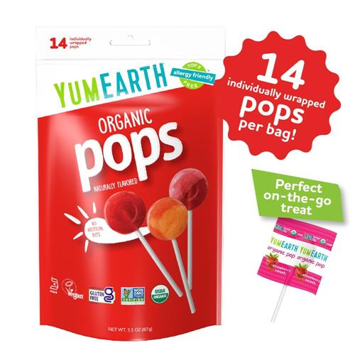 Yumearth Organic Pops Variety Pack, 14 Fruit Flavored Favorites Lollipops, Allergy Friendly, Gluten Free, Non-Gmo, Vegan, No Artificial Flavors Or Dyes