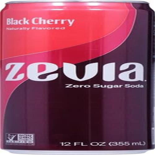 Zevia Zero Sugar Soda, Black Cherry, 12 Ounce Sleek Can