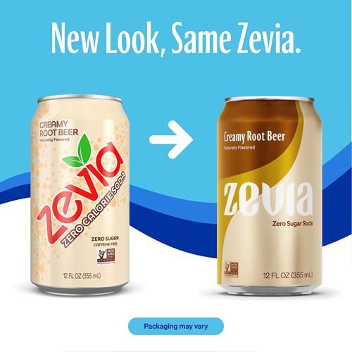 Zevia Zero Sugar Soda, Creamy Root Beer, 12 Ounce Sleek Can