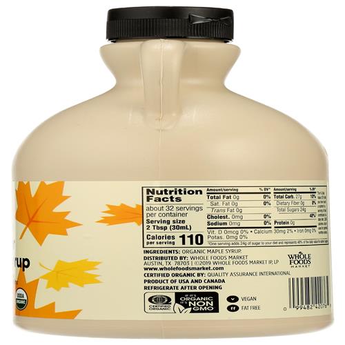 Whole Foods Market, Organic Grade A Amber Maple Syrup, 32 Fl Oz