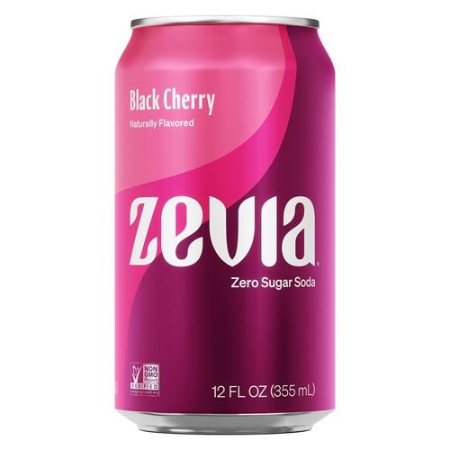 Zevia Zero Sugar Soda, Black Cherry, 12 Ounce Cans (Pack Of 12)