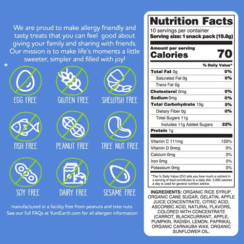 Yumearth Organic Fruit Flavored Gummy Bears, 10- .7Oz. Snack Packs, Allergy Friendly, Gluten Free, Non-Gmo, No Artificial Flavors Or Dyes, Assorted