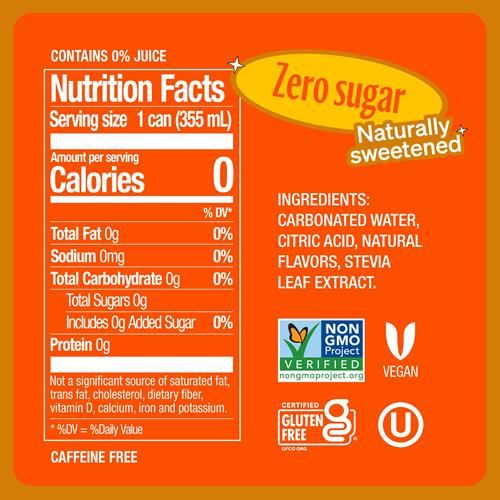 Zevia Zero Sugar Soda, Orange, 12 Ounce Cans (Pack Of 12)