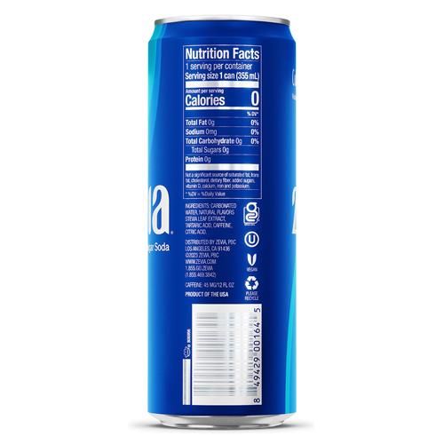 Zevia Zero Sugar Soda, Cola, 12 Ounce Sleek Can