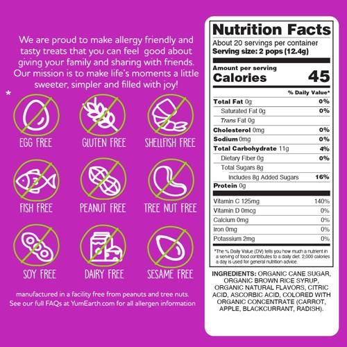 Yumearth Organic Vitamin C Pops Variety Pack, 40 Fruit Flavored Favorites Lollipops, Allergy Friendly, Gluten Free, Non-Gmo, Vegan, No Artificial Flavors Or Dyes