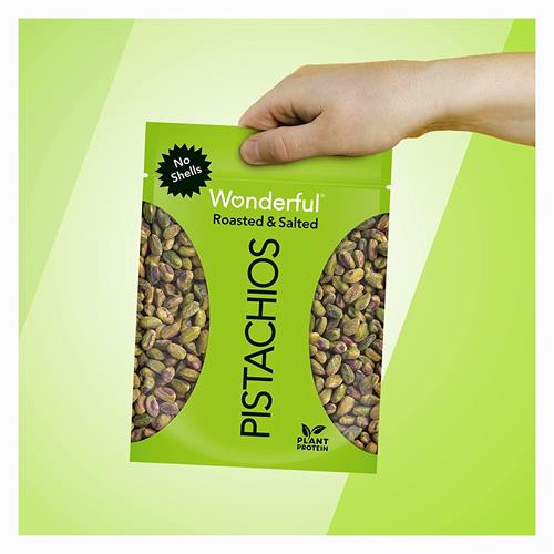 Wonderful Pistachios No Shells, Roasted & Salted Nuts, 12 Ounce Resealable Bag, Protein Snacks, Gluten Free, Healthy Snack