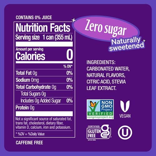 Zevia Grape Zero Calorie Soda, 12 Fl Oz Cans, 6 Pack