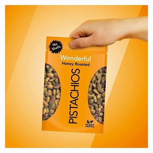Wonderful Pistachios No Shells, Honey Roasted Nuts, 5.5 Ounce Resealable Bag, Protein Snacks, Gluten Free, Healthy Sweet Snacks