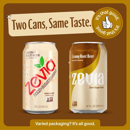 Zevia Zero Sugar Soda, Creamy Root Beer, 12 Ounce Cans (Pack Of 12)