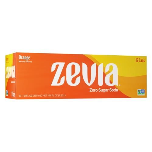 Zevia Zero Sugar Soda, Orange, 12 Ounce Cans (Pack Of 12)