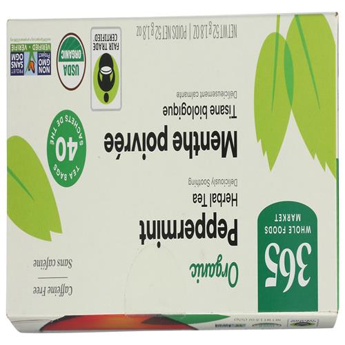 Whole Foods Market, Organic Peppermint Tea (40 Bags), 1.9 Ounce (Pack Of 12)