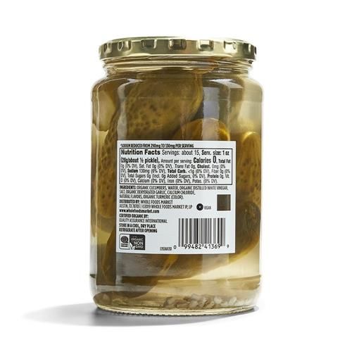 Whole Foods Market, Organic Kosher Dill Pickles, Reduced Sodium, 24 Oz