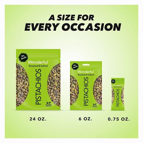 Wonderful Pistachios No Shells, Roasted & Salted Nuts, 6 Ounce Resealable Bag, Protein Snacks, Gluten Free, Healthy Snacks For Adults