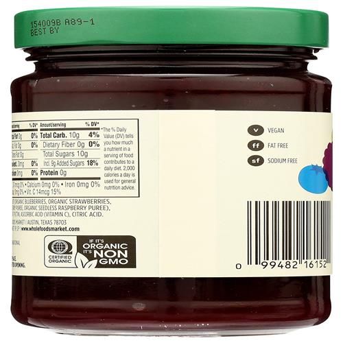 Whole Foods Market, Organic Mixed Berry Fruit Spread, 17 Oz