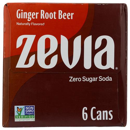 Zevia, Soda Ginger Root Beer, 6Pk, 12 Fl Oz