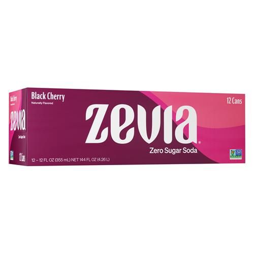 Zevia Zero Sugar Soda, Black Cherry, 12 Ounce Cans (Pack Of 12)