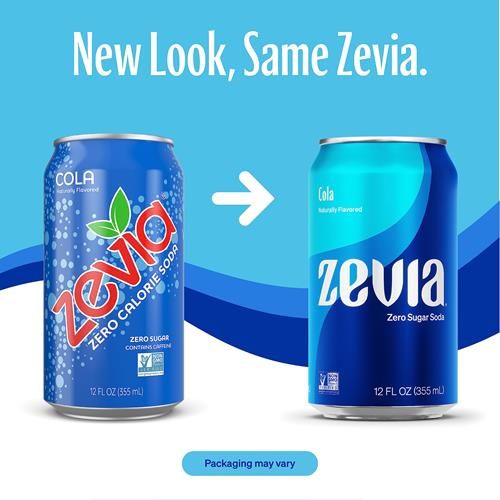 Zevia Zero Sugar Soda, Cola, 12 Ounce Sleek Can