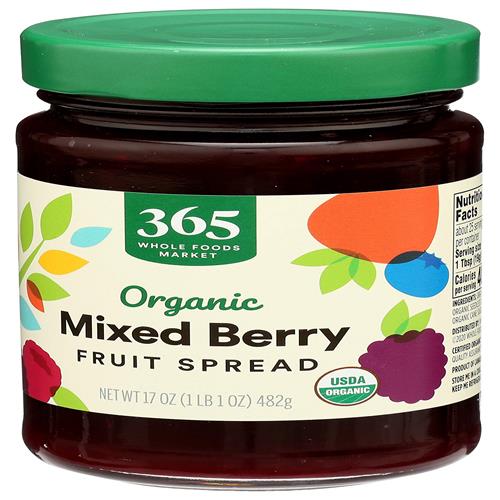 Whole Foods Market, Organic Mixed Berry Fruit Spread, 17 Oz