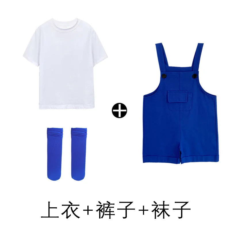 Children's Short Pants Performance Costumes, KinderGarten Candy-Colored Work Pants, Girls' Suspenders Pants, Boys' Short Pants