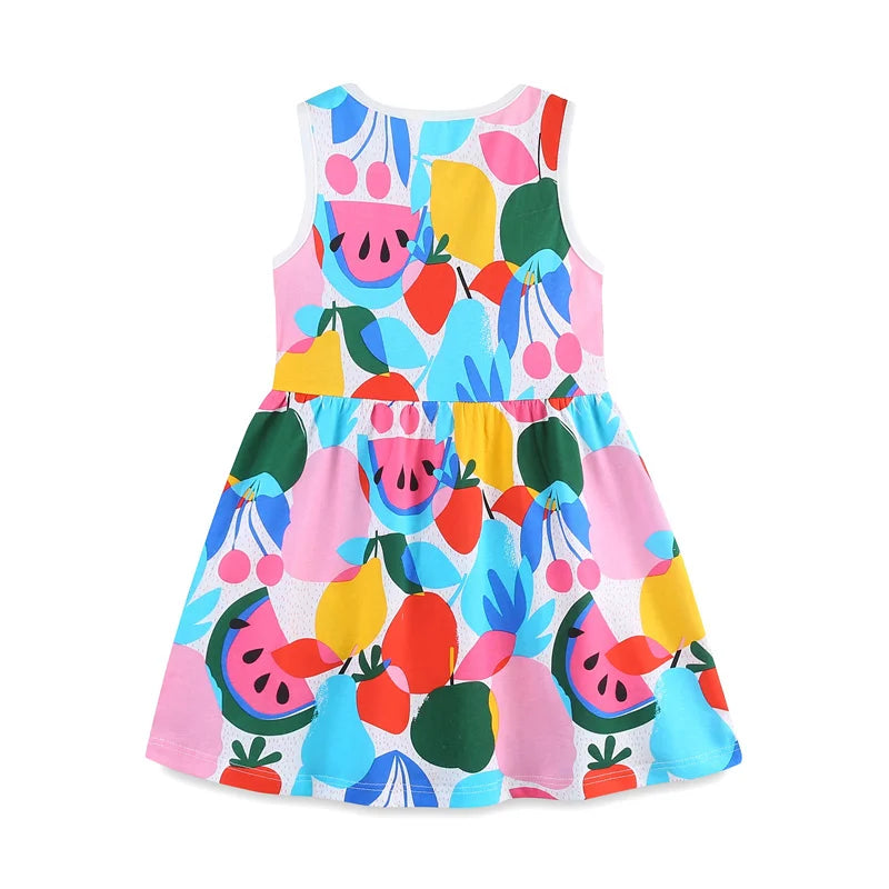 2-7T Jumping Meters Princess Dresses Summer Girls Party Dress Flowers Print Children's Short Sleeve Dresses Frocks Toddler