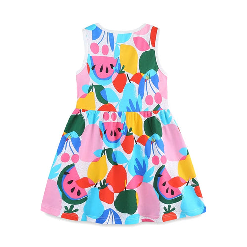 2-7T Jumping Meters Princess Dresses Summer Girls Party Dress Flowers Print Children's Short Sleeve Dresses Frocks Toddler