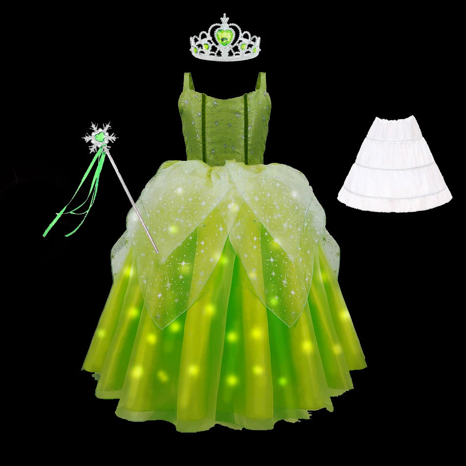 Girls Tinkerbell Fairy Dresses LED Light Up Fairy Princess Costume