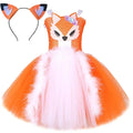 Orange White Fox Tutu Dress for Girls Birthday Party Carnival Fancy Dresses Animal Cosplay Halloween Costume for Kids Clothes