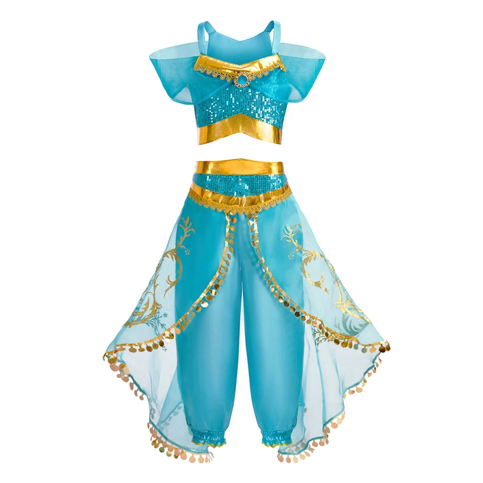 Girls Jasmine Rapunzel Costume Kids Princess Pageant Dress Children Mirabel Isabela Dinner Elsa Cosplay Halloween Clothes 3-10Y