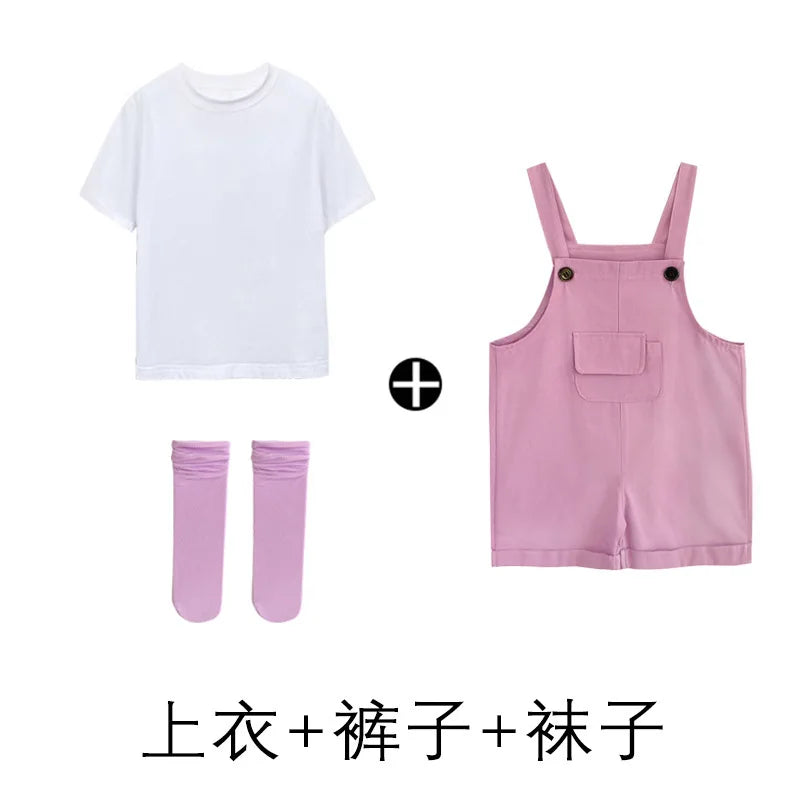 Children's Short Pants Performance Costumes, KinderGarten Candy-Colored Work Pants, Girls' Suspenders Pants, Boys' Short Pants
