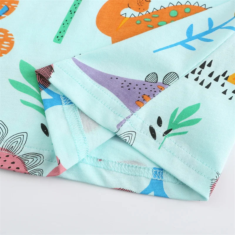 Jumping Meters 2-7T Dinosaurs Girls Dresses With Animals Print Hot Selling Children's Cotton Dinosaur Print Fashion Kid Frock