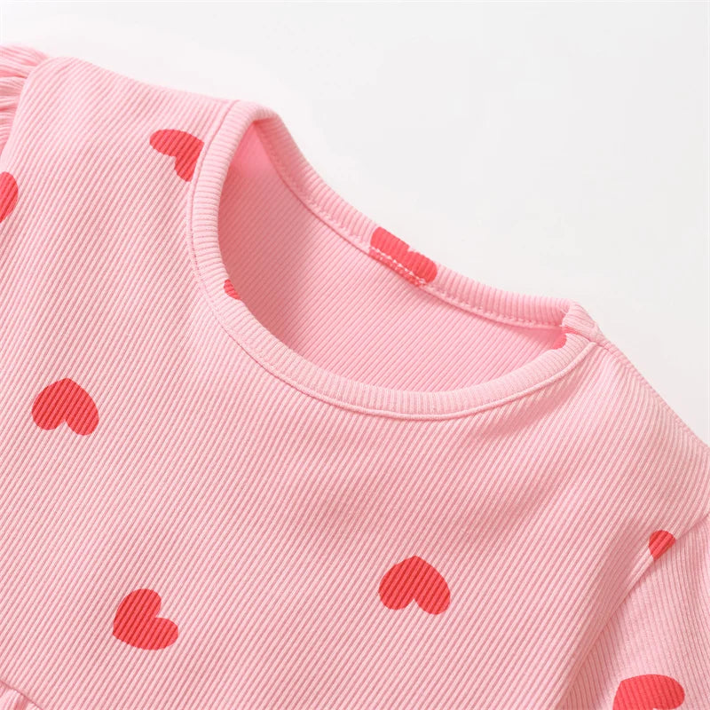 Jumping Meters  2-8 Years New Arrival Girls Dresses Hearts Hot Selling Summer Kids Clothing Short Sleeve Baby Frocks