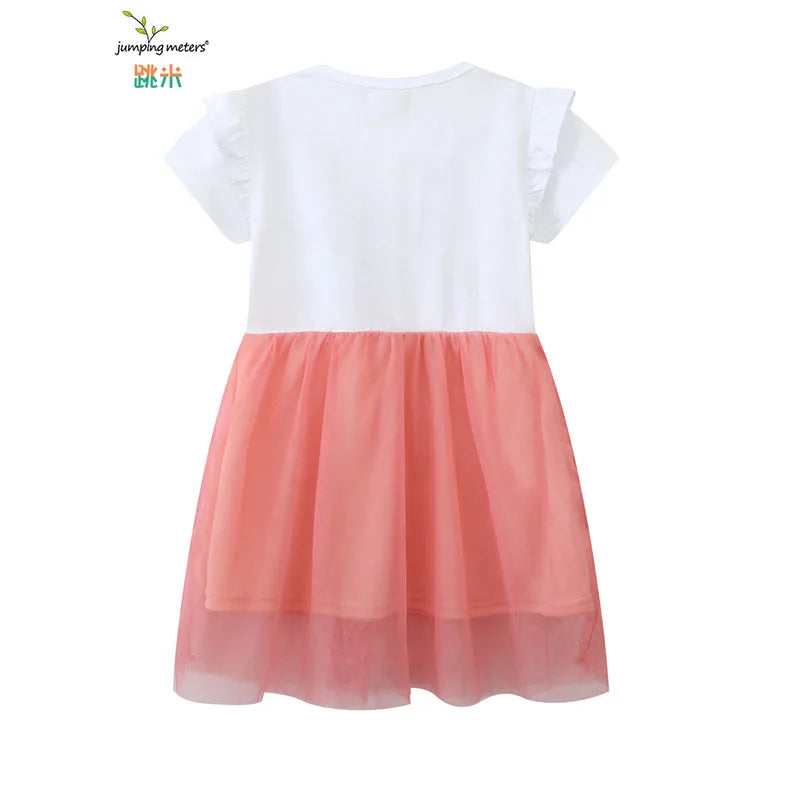 Jumping Meters New Arrival Princess Party Tutu Dresses Unicorn Embroidery Mesh Cute Animals Birthday Gifts Kids Costume Dresses