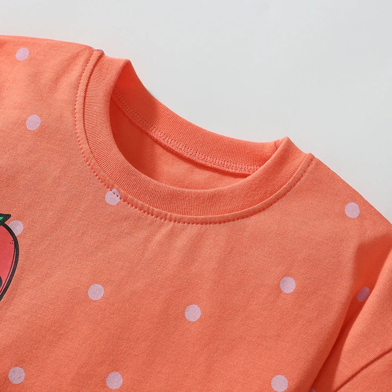 Little maven 2025 New Summer Cartoon Strawberry Dresses Cotton Children's Clothing Casual Vestidos Clothes for Kids 2-7 year