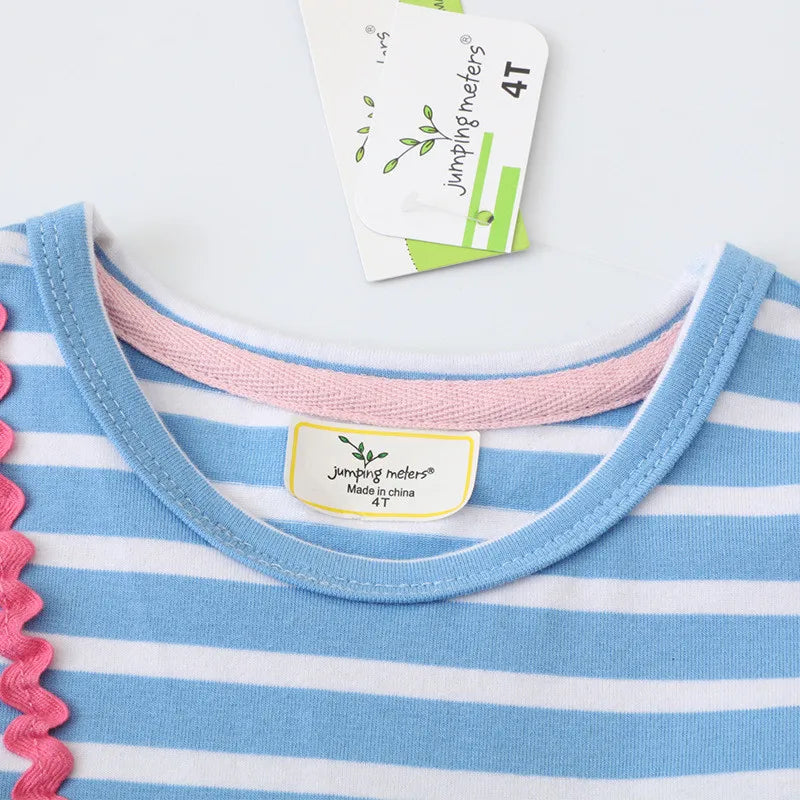 Jumping Meters 2-8T Princess Girls Dresses For Summer Children's Clothing Striped Unicorn Baby Birthday Dresses Kids Costume