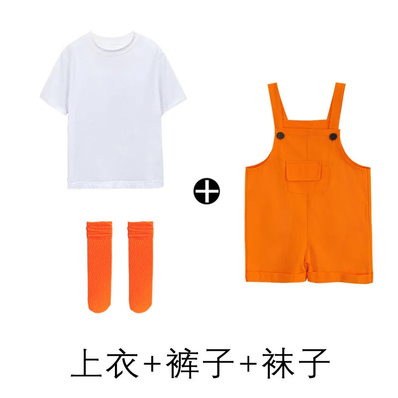 Children's Short Pants Performance Costumes, KinderGarten Candy-Colored Work Pants, Girls' Suspenders Pants, Boys' Short Pants