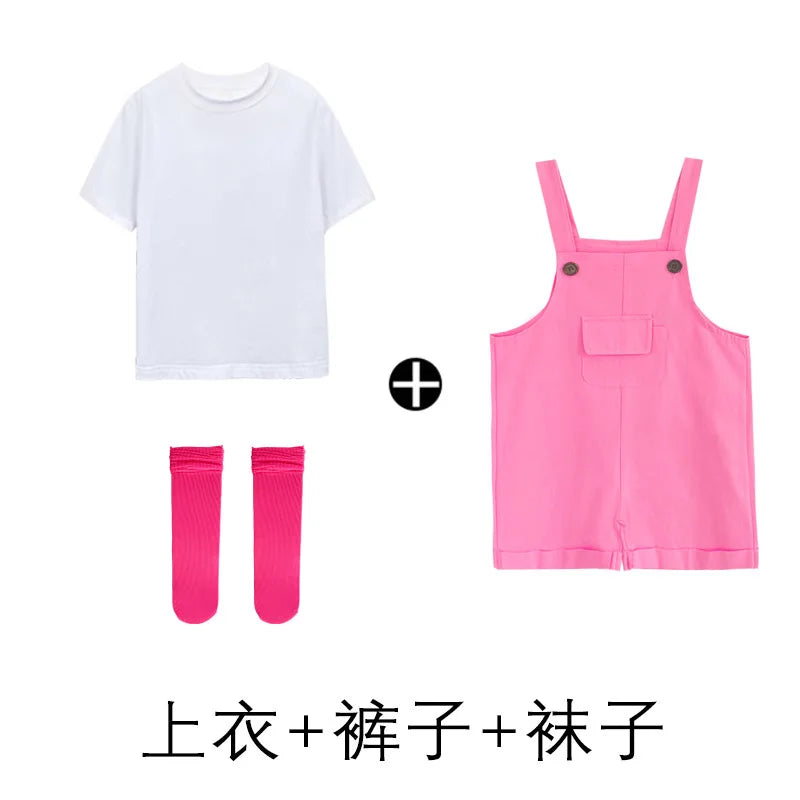 Children's Short Pants Performance Costumes, KinderGarten Candy-Colored Work Pants, Girls' Suspenders Pants, Boys' Short Pants
