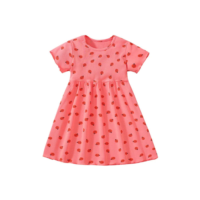 Jumping Meters  2-8 Years New Arrival Girls Dresses Hearts Hot Selling Summer Kids Clothing Short Sleeve Baby Frocks