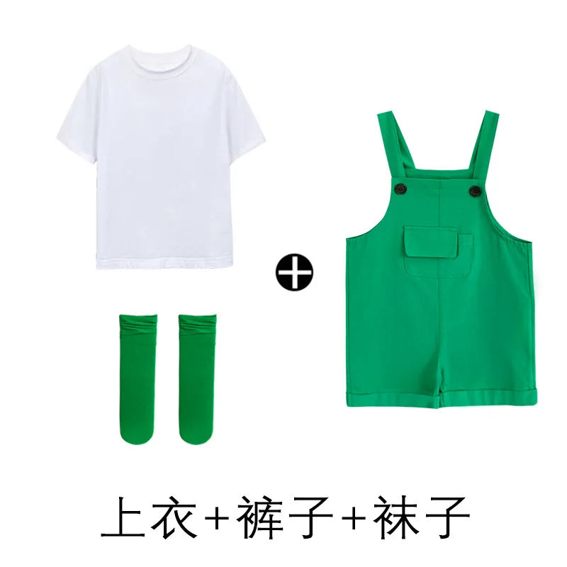 Children's Short Pants Performance Costumes, KinderGarten Candy-Colored Work Pants, Girls' Suspenders Pants, Boys' Short Pants