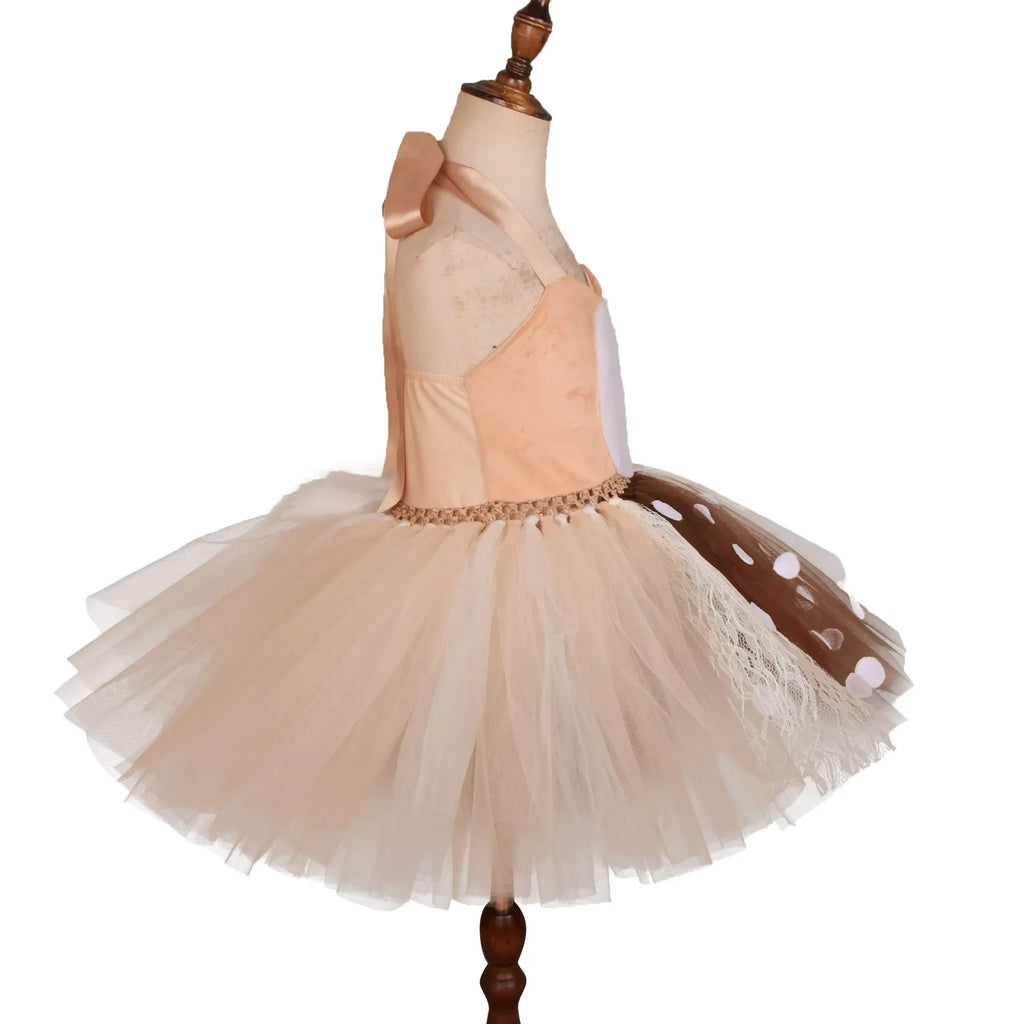 Girls Halloween Elk Cosplay Girl Sika Dress Deer Girl Christmas Dress Deer Fairy Dresses Children's Day Performance Clothing