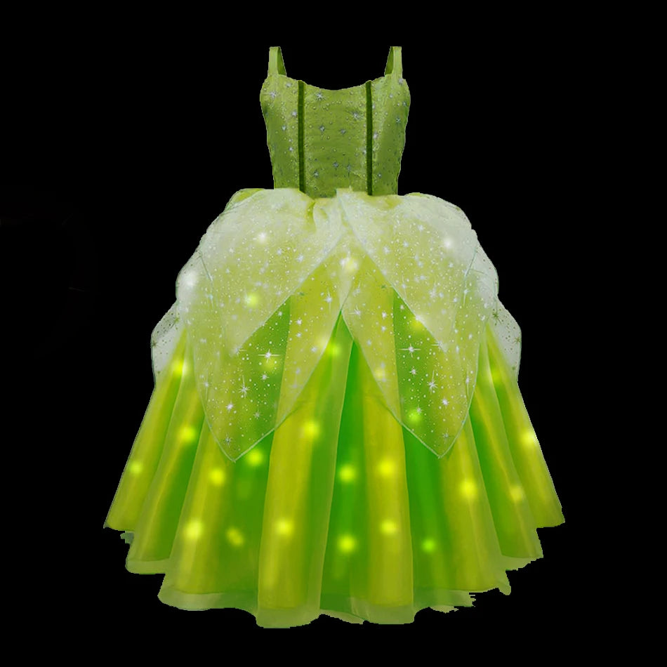 Girls Tinkerbell Fairy Dresses LED Light Up Fairy Princess Costume