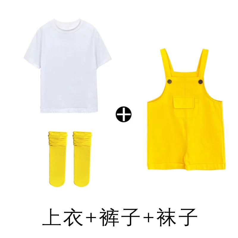 Children's Short Pants Performance Costumes, KinderGarten Candy-Colored Work Pants, Girls' Suspenders Pants, Boys' Short Pants