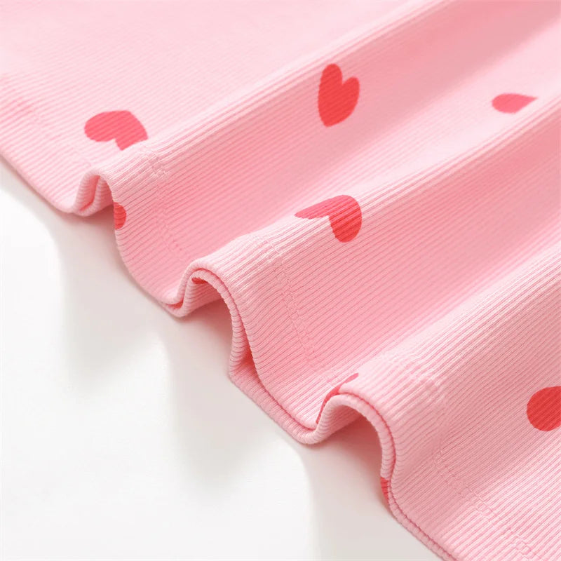 Jumping Meters  2-8 Years New Arrival Girls Dresses Hearts Hot Selling Summer Kids Clothing Short Sleeve Baby Frocks