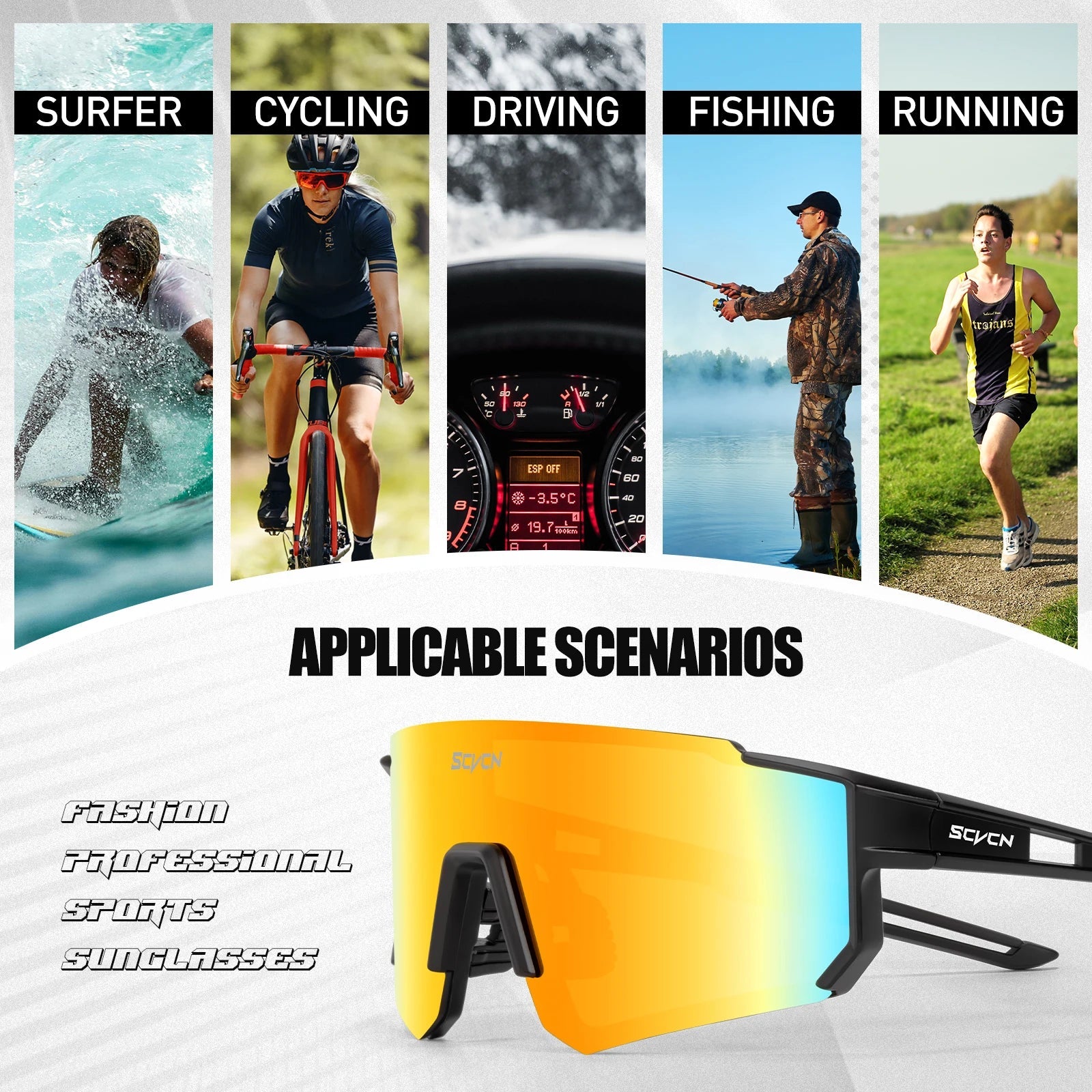 SCVCN MTB Bike Bicycle Camping Golf UV400 Glasses Women Baseball Fashion Street Sunglasses for Men Sport Y2K Cycling Glasses