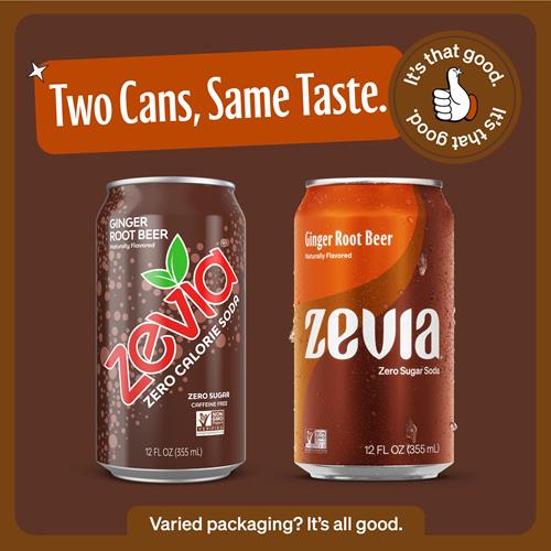 Zevia Zero Sugar Soda, Ginger Root Beer, 12 Ounce Cans (Pack Of 12)