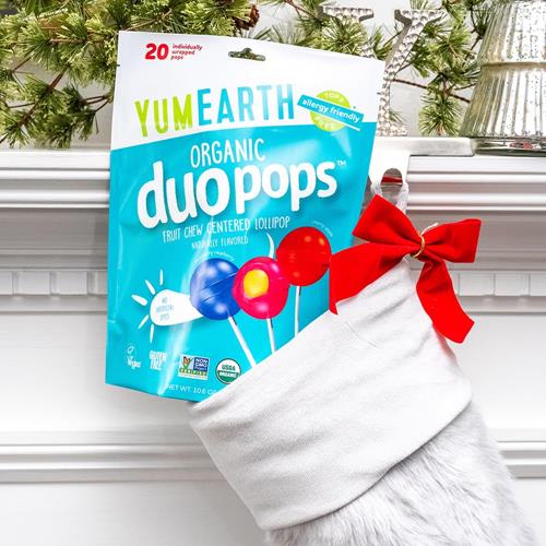 Yumearth Organic Duo Pops, Lollipops With Fruit Chew Centers - Allergy Friendly (Top 9 Free), No Artificial Dyes Or Flavors, Non Gmo, Gluten Free, Vegan Candy Snacks - 20 Individually Wrapped Pop